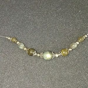 Labradorite stone and silver necklace